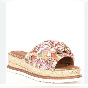 Antonio Melani Floral Linen Espadrille Slide Sandals Size 9M